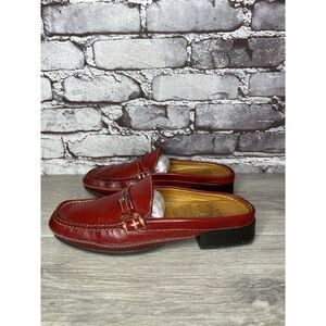Cole Haan Country Red Leather Strap Mules Shoes Women Sz 6.5AA US/37EU